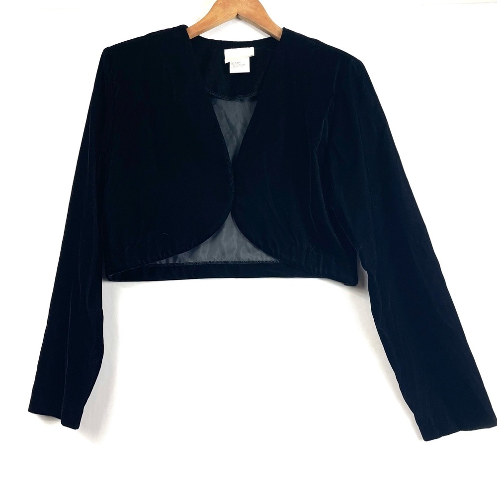 VTG Velvet Bolero Jacket Black LG Classy Neutral Formal Maurice’s 90s Y2K Goth